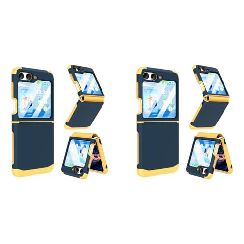 ZORBES® Phone Case for Samsung Galaxy Z Flip 6 TPU with 3.4 inch External Screen Cover Fashion Contrast Color One-Piece Hinged Dark Blue 2PCS ZORBES® Phone Case for Samsung Galaxy Z Flip 6 TPU with 3.4 inch External Screen Cover Fashion Contrast Color One-Piece Hinged Dark Blue 2PCS